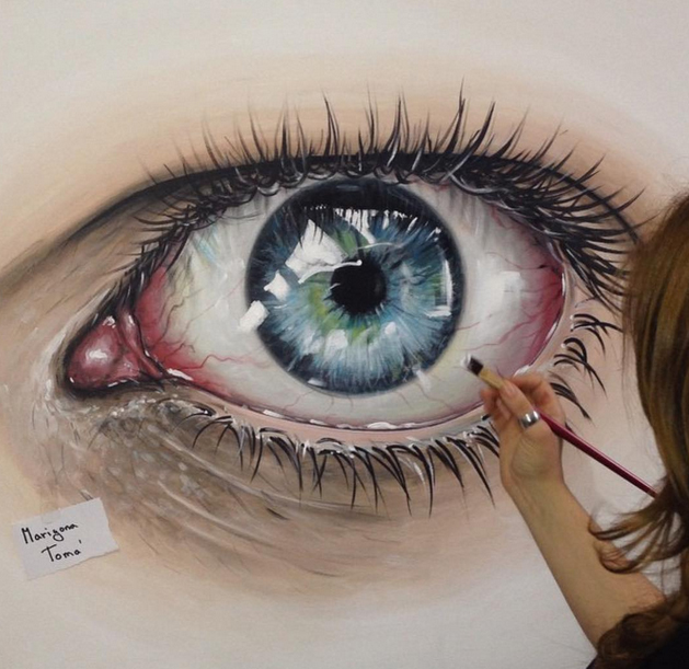 629x611 Reaslitic Eye Painting By Marigonatoma - Beautiful Eyes Painting