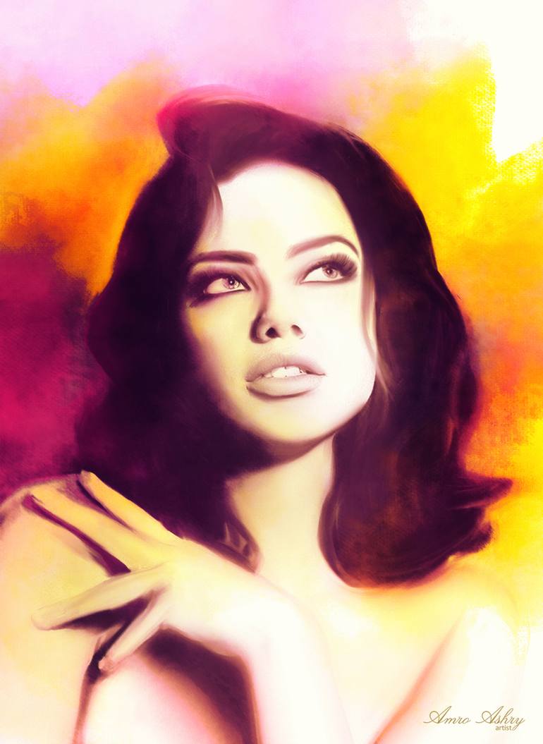 770x1055 Saatchi Art Beautiful Girl Adriana Lima Painting By Amro Ashry - Beautiful Girl Painting
