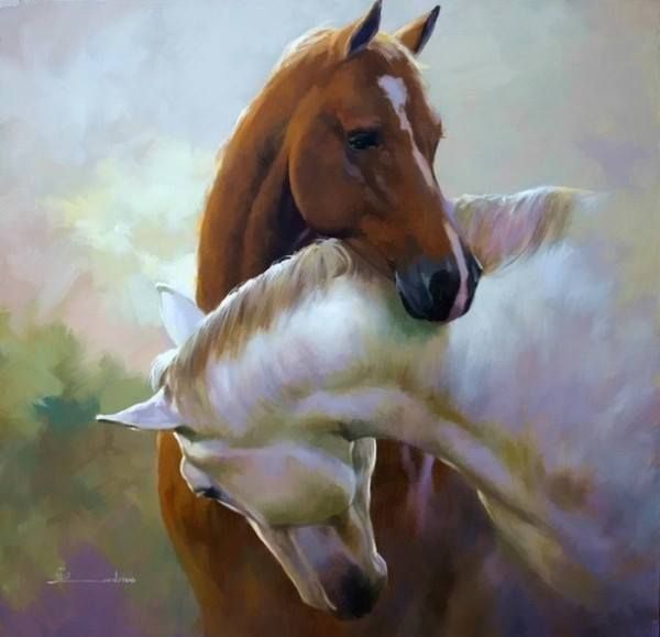 600x579 Pin By Nancy Arcand On Art Horse, Horse Paintings - Beautiful Horse Painting