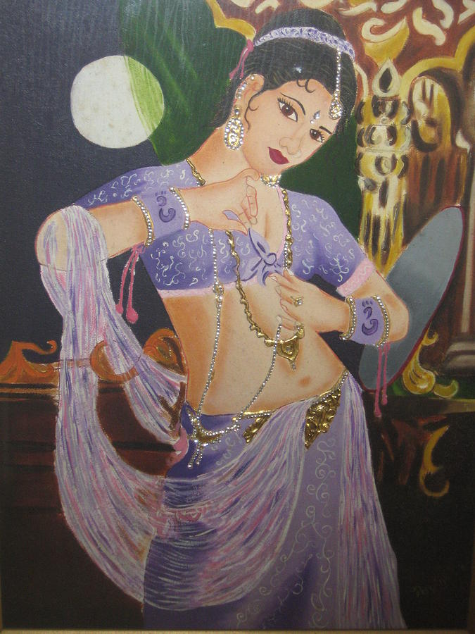 675x900 Original Indian Tanjore Painting Of A Beautiful Lady Painting By - Beautiful Lady Painting