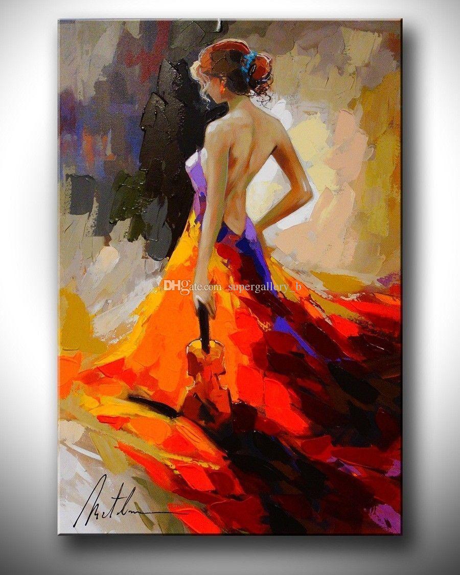 900x1125 2018 Pure Handcraft Modern Abstract Art Oil Painting Beautiful - Beautiful Lady Painting