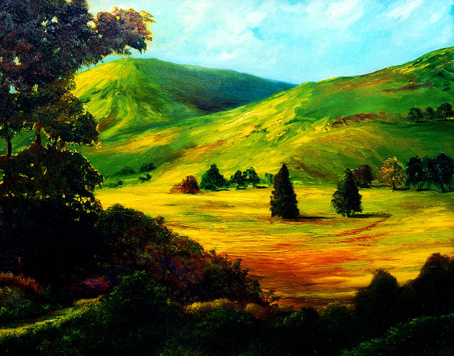 900x707 Beautiful Mountain Scenery Painting By Nelson - Beautiful Landscape Painting