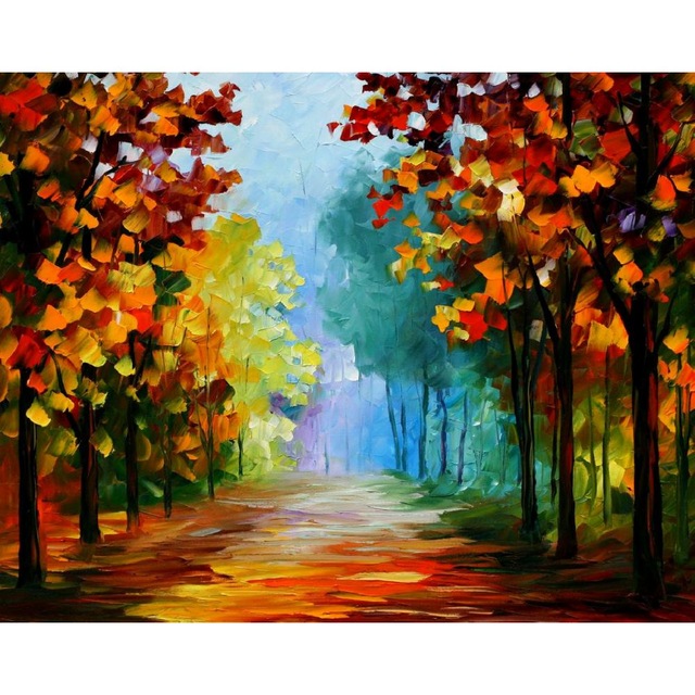 640x640 Beautiful Landscape Paintings Blue Fog In The Forest Palette Knife - Beautiful Landscape Painting