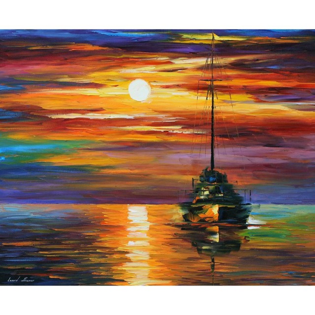 640x640 Beautiful Landscape Paintings Calm Sunset Ii Palette Knife Art - Beautiful Landscape Painting