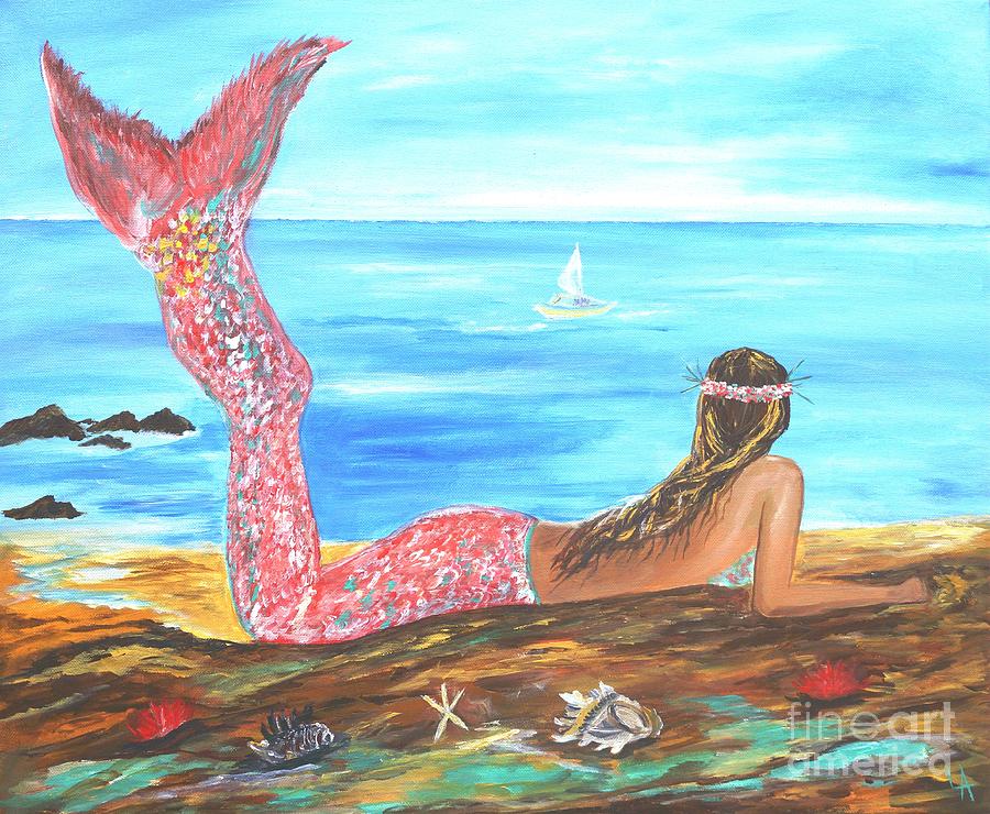 900x740 Beautiful Mermaid Painting By Leslie Allen - Beautiful Mermaid Painting