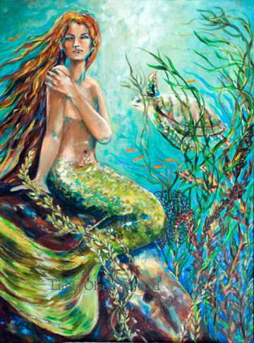 360x486 Linda Olsen Free Spirit Florida Olsen, Mermaid - Beautiful Mermaid Painting