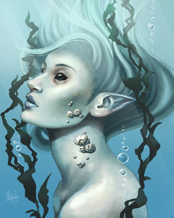 570x713 Sea Creature - Beautiful Mermaid Painting