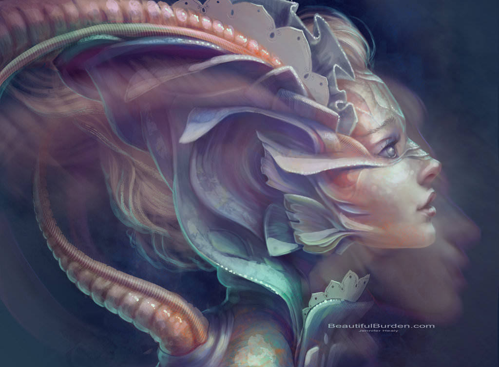 1024x754 A Beautiful Fantasy Painting By Jennifer Healy Of A Mermaid Woman - Beautiful Mermaid Painting
