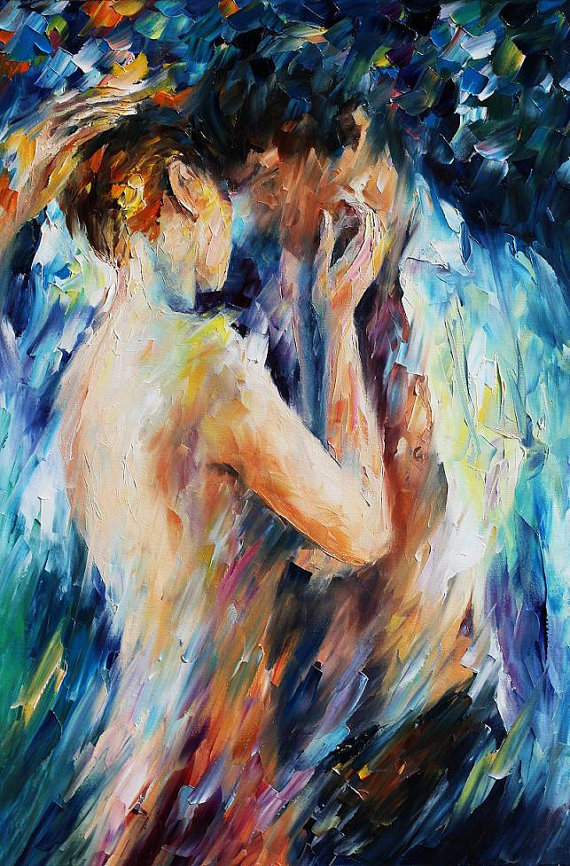 570x866 Erotic Art Kiss Painting On Canvas By Leonid Afremov - Beautiful Painting