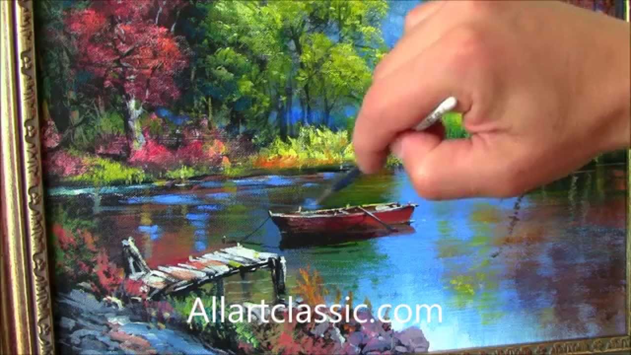 1280x720 Beautiful River Landscape Painting - Beautiful Painting Images