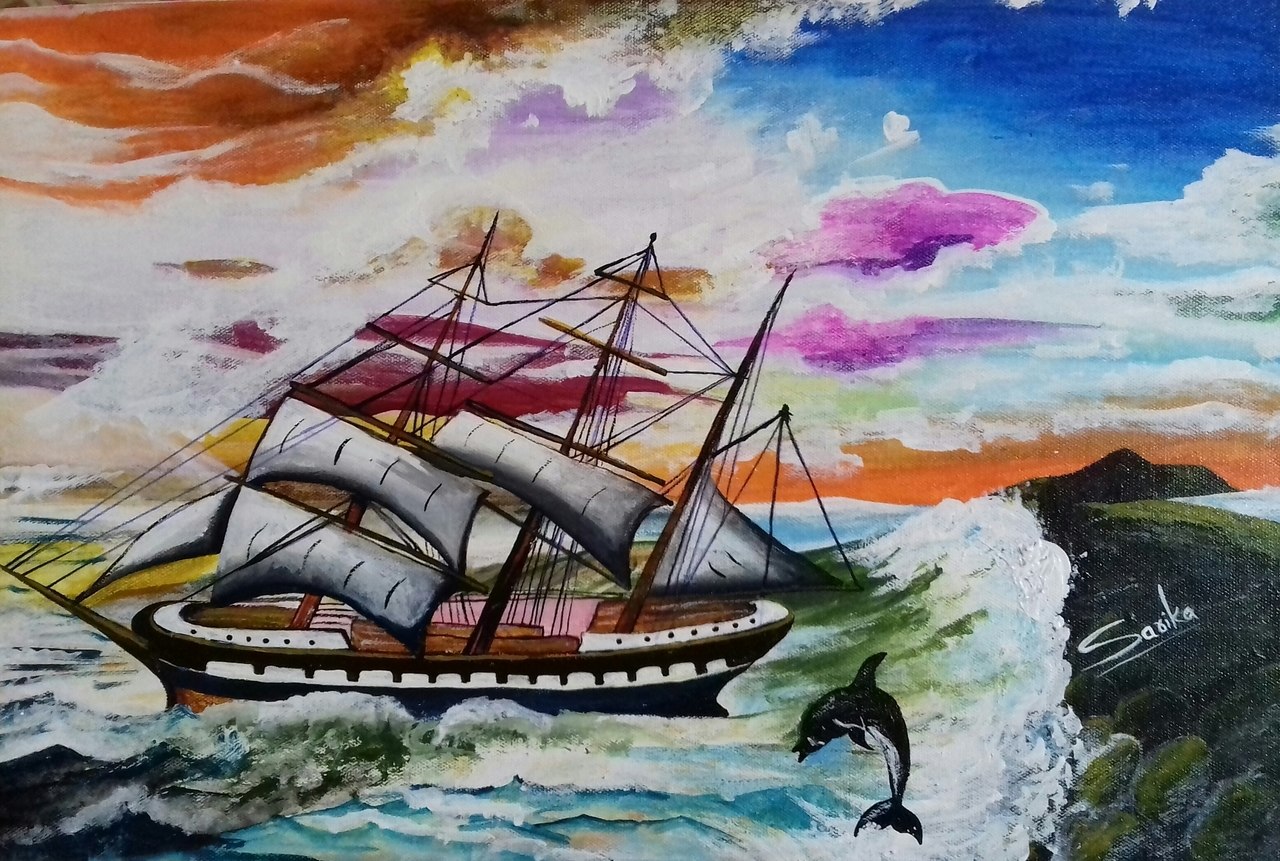 1280x861 Buy Beautiful Natural Scene Handmade Painting By Sarika Bhutare - Beautiful Painting Images