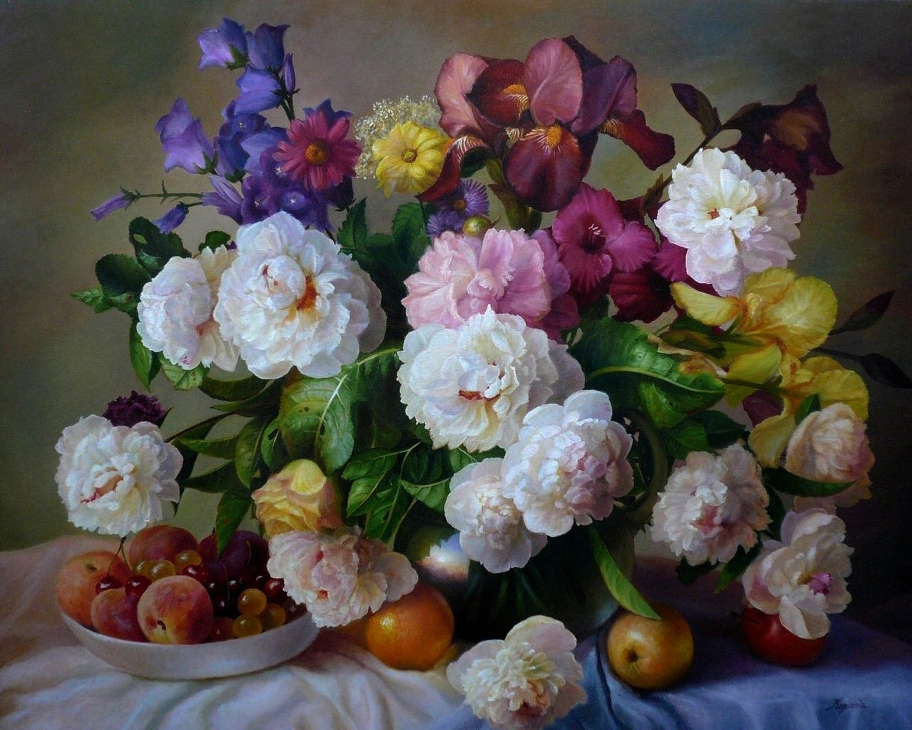 1280x1024 Flower Paintings In Oil Flowers Wonderful Beautiful Oil Paintings - Beautiful Painting Of Flowers
