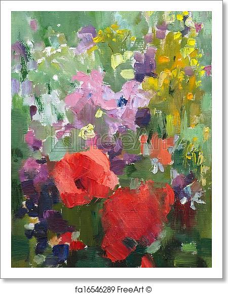 450x580 Free Art Print Of Oil Painting Of The Beautiful Flowers. Freeart - Beautiful Painting Of Flowers