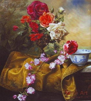 314x350 Beautiful Classical Still Life Oil Paintings Flower Vase Painting - Beautiful Painting Of Flowers