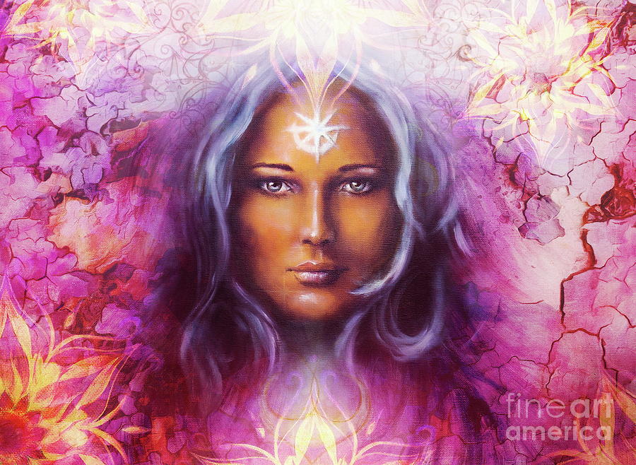900x658 Beautiful Painting Goddess Woman With Ornamental Mandala And Color - Beautiful Painting Woman