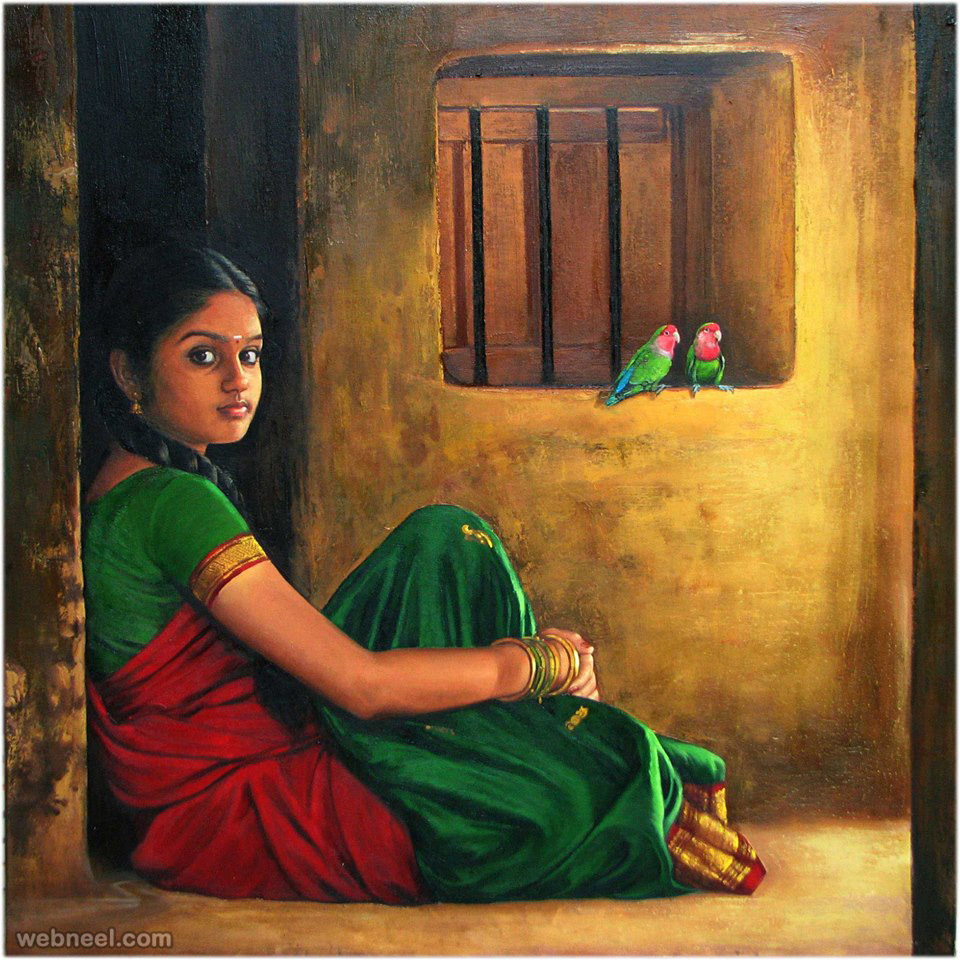 960x960 50 Most Beautiful Indian Paintings From Top Indian Artists - Beautiful Painting Woman
