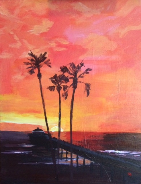 492x640 Nainsook Framing Creative You! Wine + Paint Mailibu Sunset - Beautiful Sunset Painting