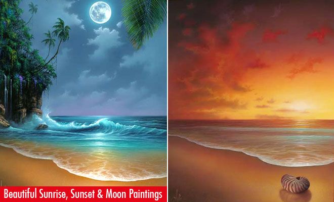 660x400 50 Beautiful Sunrise Sunset And Moon Paintings For Your - Beautiful Sunset Painting