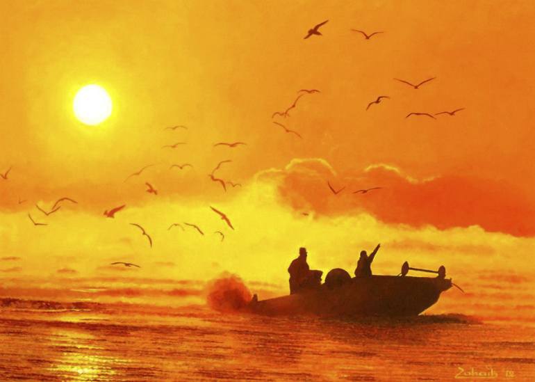 770x549 Saatchi Art Beautiful Sunset Painting By Zohaib Ahmed - Beautiful Sunset Painting