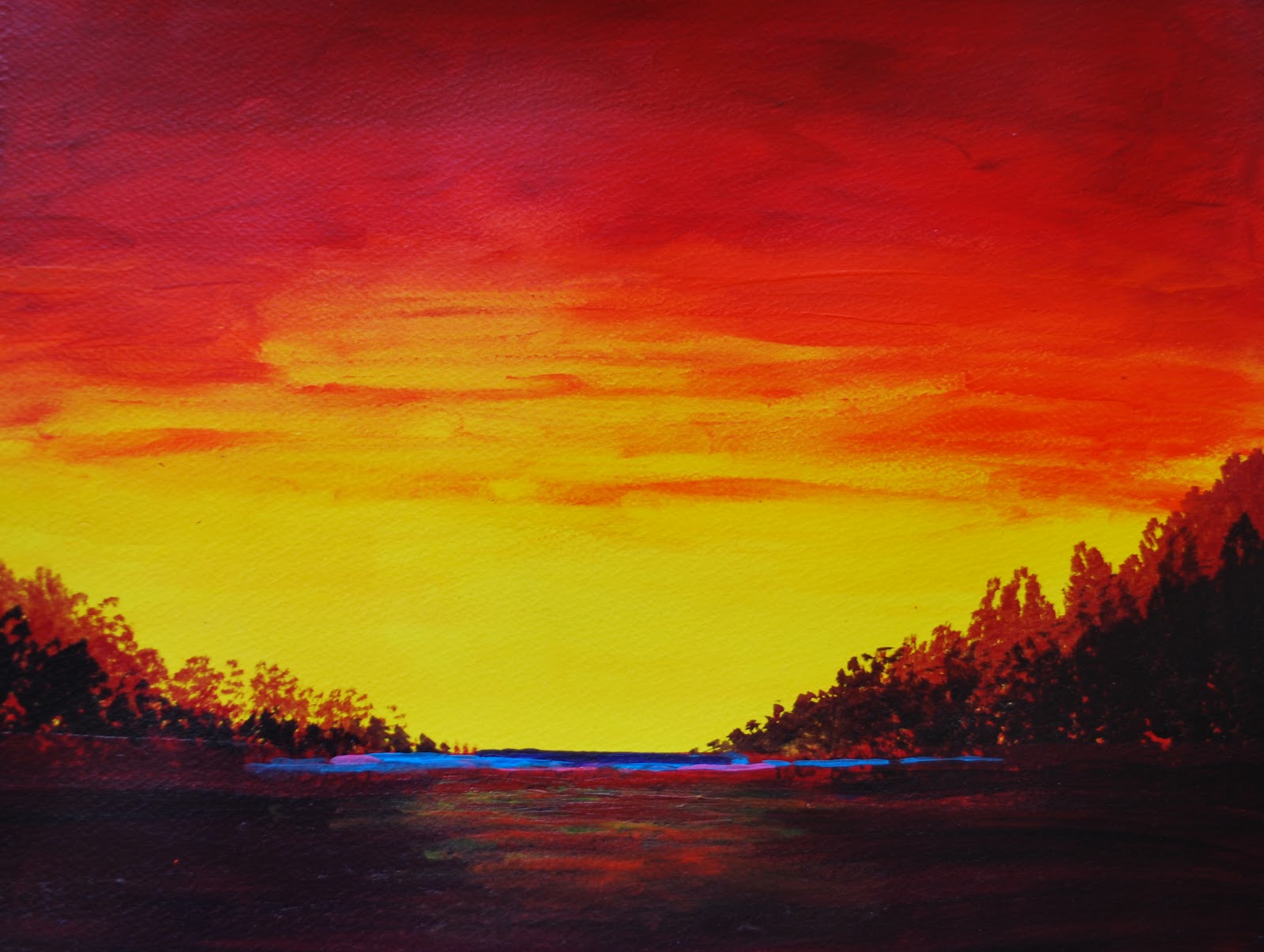 1600x1205 Shirleen Bland's Art Studio Tutorial For Beautiful Sunset Landscape - Beautiful Sunset Painting