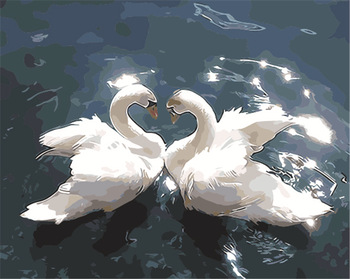 350x279 2017 Hot Sale White Beautiful Two Swans In The Lake Diy Oil - Beautiful Swan Painting