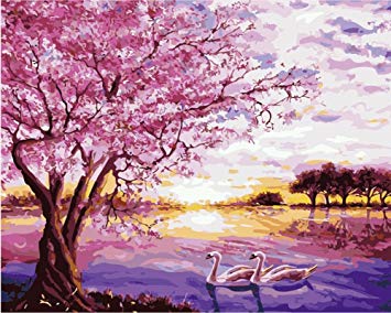 355x284 Morgofun Diy Oil Painting Paint By Numbers For Adults - Beautiful Swan Painting