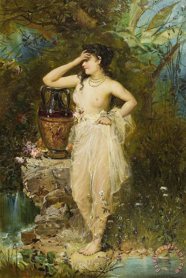 641x960 Hans Zatzka A Beautiful Woman Bathing Painting - Beautiful Woman Painting