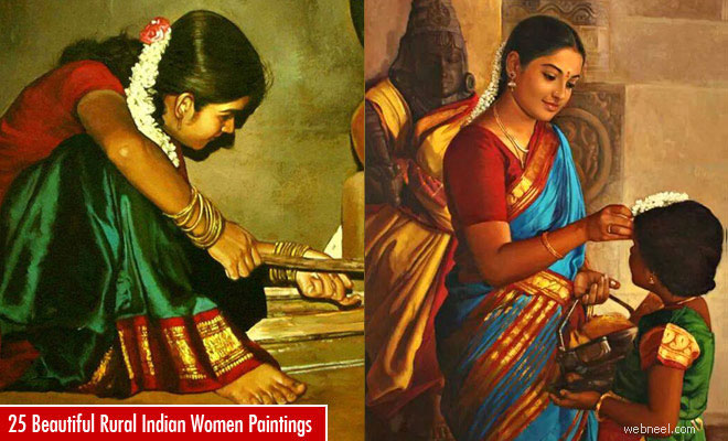 660x400 25 Beautiful Rural Indian Women Paintings By Tamilnadu Artist - Beautiful Woman Painting