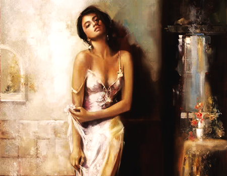 450x348 Oil Painting Beautiful Women By Mariejhonson - Beautiful Woman Painting Images