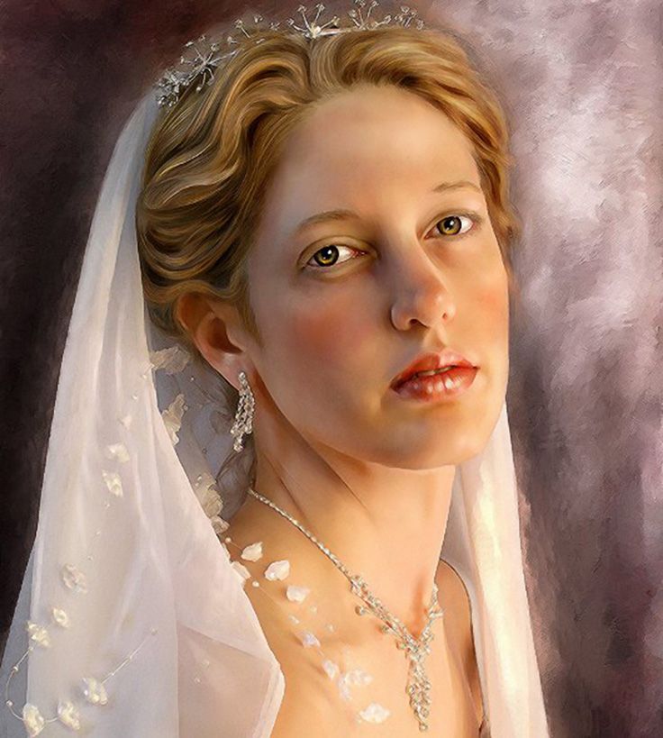 736x819 The Bride - Beautiful Woman Portrait Painting