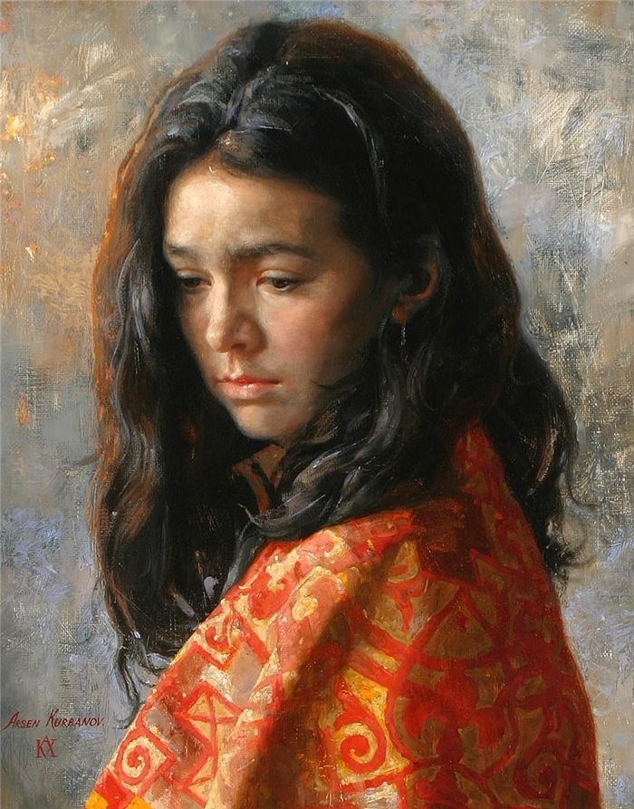 700x893 Arsen Kurbanov 1969 Portraits - Beautiful Woman Portrait Painting