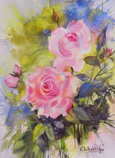 401x550 My Beautiful World Of Paintings And Students Pink Rose - Beautiful World Of Painting
