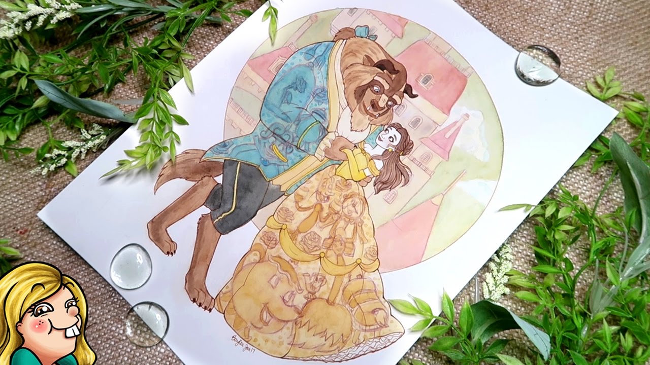 1280x720 Beauty And The Beast Watercolour Painting - Beauty And The Beast Painting