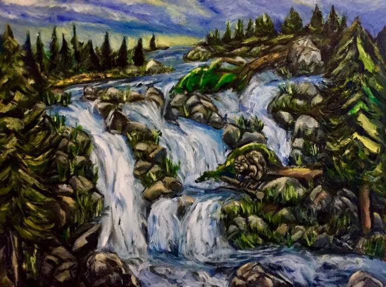 770x573 Saatchi Art Beaver Falls ( Imaginary Landscape - Beaver Painting