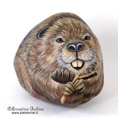236x236 Painted Rock Beaver Garden And Outdoor Living Rock - Beaver Painting