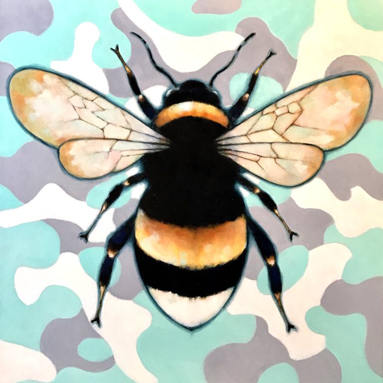 770x770 Saatchi Art Camo Bee Painting By Robert Yi - Bee Painting