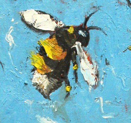 500x470 Bee Painting 206 24x36 Inch Original Oil Painting By Roz Bees - Bee Painting