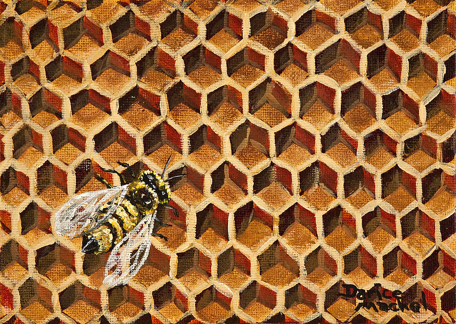 900x640 Busy Bee Painting By Darice Machel Mcguire - Beehive Painting