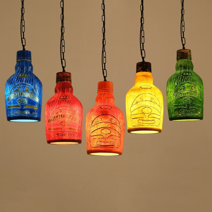 700x700 Retro Rustic Colorful Painting Beer Bottle Single Resin Pendant Light - Beer Bottle Painting