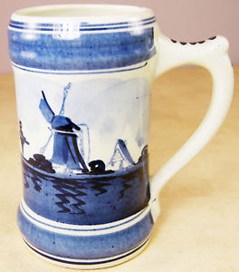 264x300 Vintage Delft Blauw Blue Dutch Beer Mug Holland Hand Painted - Beer Mug Painting