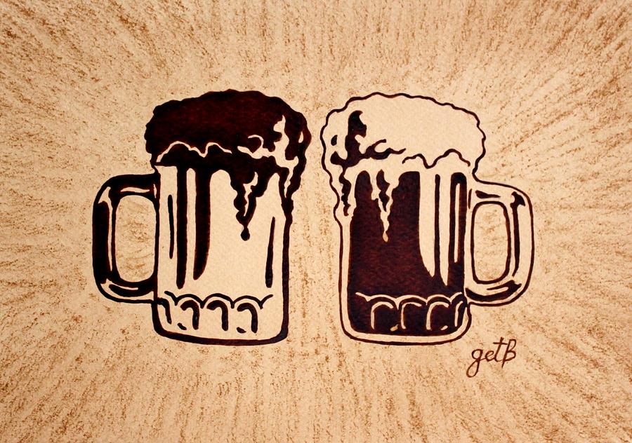 900x632 Enjoying Beer Painting By Georgeta Blanaru - Beer Painting