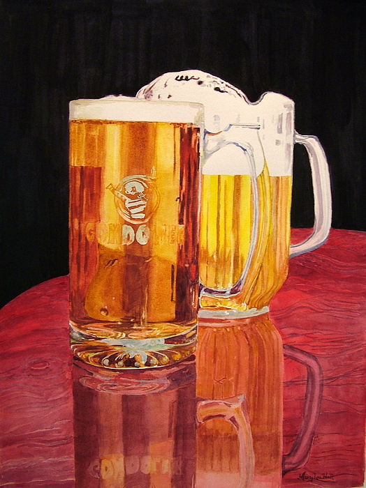 524x700 Glass Wood Light And Beer Painting By Mary Lou Hall - Beer Painting