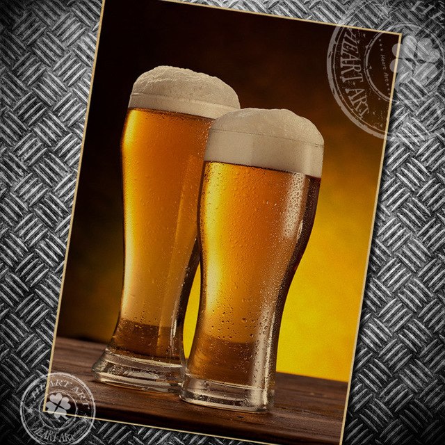 640x640 Retro Kraft Paper Poster Vintage Beer Painting Wall Sticker Living - Beer Painting