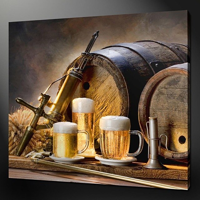 640x640 Unframed Canvas Painting Beer In Grey Hot Sale Modern Wall - Beer Painting
