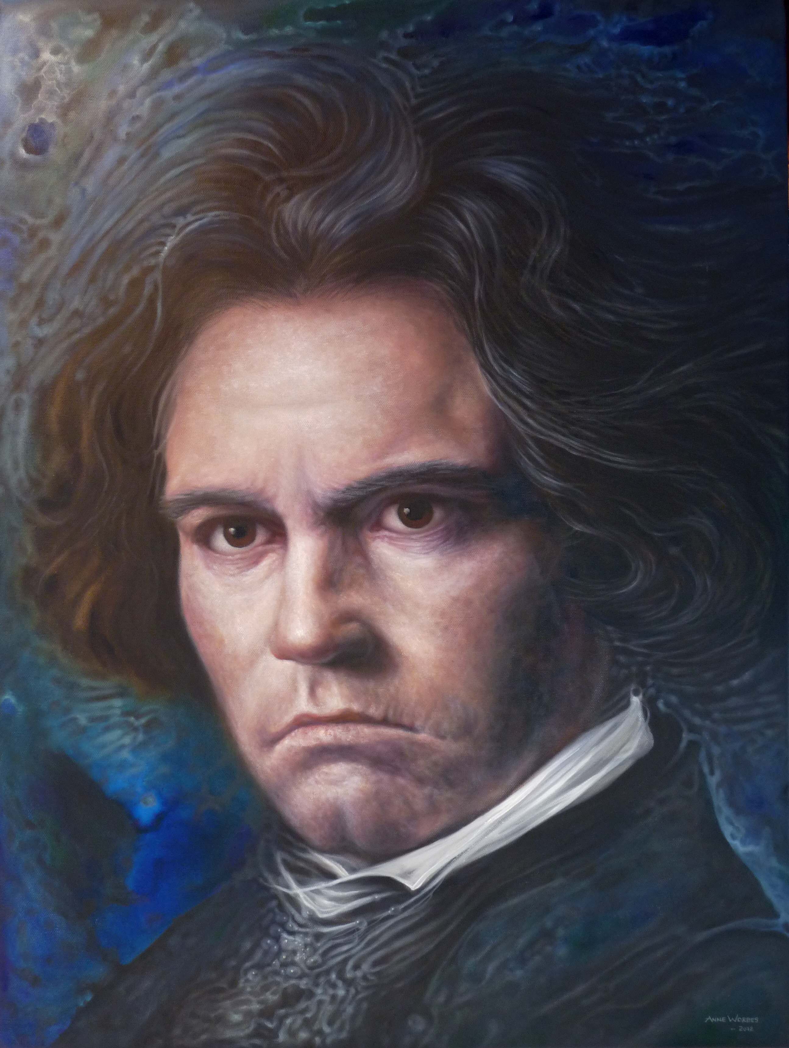 2590x3438 Portraiture Of Ludwig Van Beethoven By Anne Worbes, Oil On Canvas - Beethoven Painting