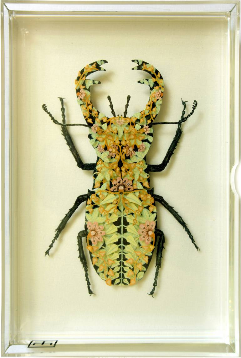 770x1142 Saatchi Art Floral Beetle Painting By Hisham Echafaki - Beetle Painting