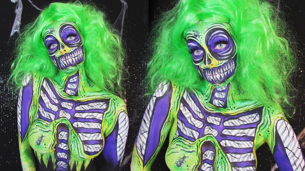 1280x720 Beetlejuice Pop Art Zombie Makeup Amp Body Painting Halloween - Beetlejuice Painting