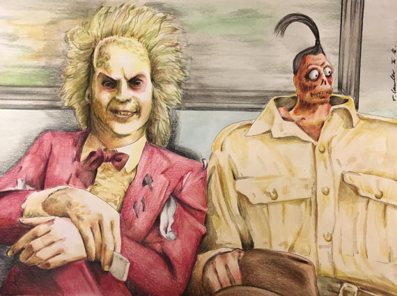 570x425 Michael Keaton Beetlejuice Original Watercolour Painting - Beetlejuice Painting