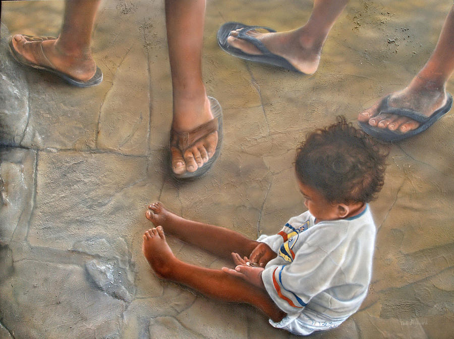 900x673 Beggar Child Painting By Ted Hayward - Beggar Painting