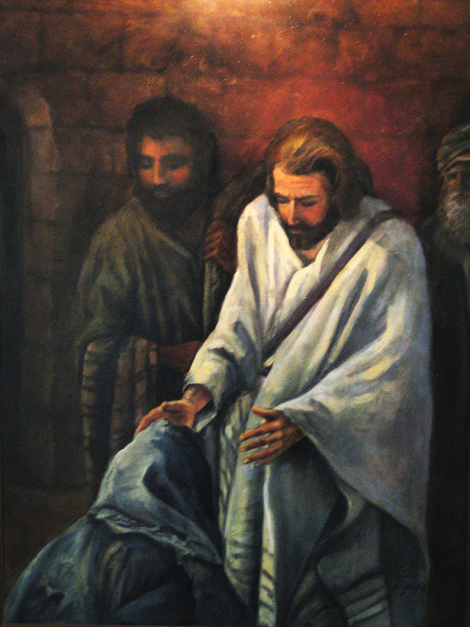 675x900 Jesus Healing Beggar Painting By Donna Tucker - Beggar Painting